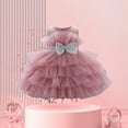thumbnail image 2 of Mercatoo Kids Girls Puff Sleeve Mesh Tutu Princess Dress Prom P𝐚rty Dress Bow Tulle 𝐌ini Dress Girls Formal Dress, 2 of 8