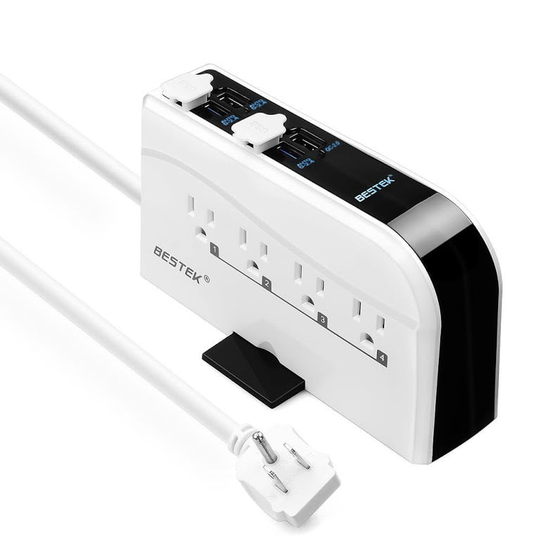 Bestek 8 Surge Protector Power Strip With 7 5a 4 Port Usb Charging Station 6 Foot Cord Com - Bestek 1875w Usb Wall Charging Station