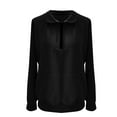 thumbnail image 6 of Women's Waffle Knit Lapel Collar Half Zip Pocket Sweatshirt, Solid Color Long Sleeve Pullover Top with Soft Comfort Fabric for Casual Daily Wear, Street Fashion and Versatile Outfits Black L, 6 of 7