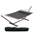 thumbnail image 1 of IdealHouse Ensemble de Hamacs Autoportants pour 2 Personnes, Lit Hamac Matelassé Robuste avec Support en Acier Enduit de Poudre, Conception à Hauteur Réglable, Équipement Extérieur Portable pour Cour, Pelouse, Jardin, Camping et Repos Intérieur, 1 of 6