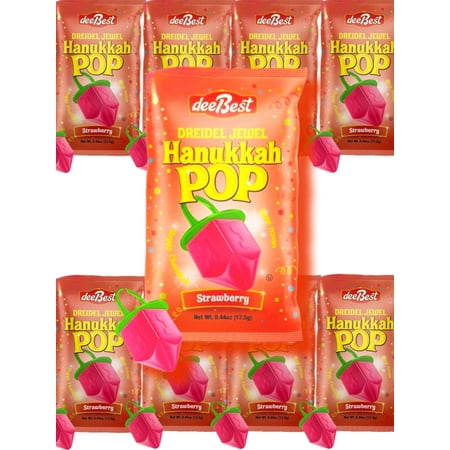 Hanukkah Dreidels Ring Pops Jewel Shape Candy, Individually Wrapped, Strawberry, 9 Count