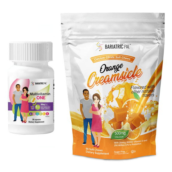 Gastric Bypass Complete Vitamin Pack - Capsules Size: 1-Month Supply, BariatricPal Multivitamin ONE: Capsule with 60mg Iron, BariatricPal Calcium Citrate Soft Chews: Orange Creamsicle