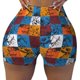thumbnail image 2 of Balery colorful plaid Dinosaur Pantalones cortos de entrenamiento estampados para mujer, sin costuras, ajustados, para gimnasio, yoga, correr, deportes, ejercicio activo, fitness.-Large, 2 of 8