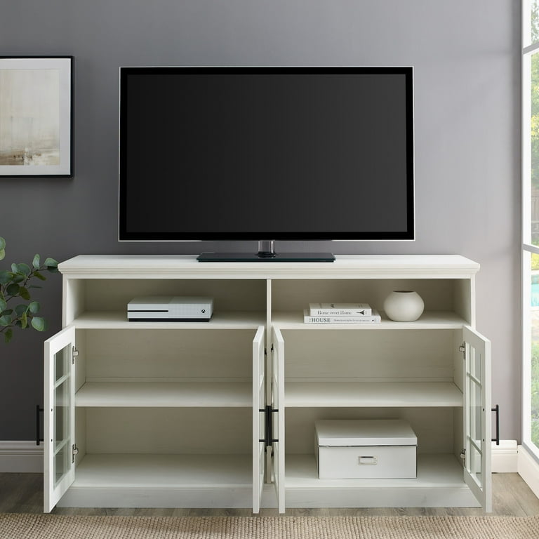 Walker Edison Transitional Glass Door Tall TV Stand for TVs up to