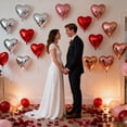 thumbnail image 3 of Paquete de globos Aikitub en forma de corazón rojo, oro rosa y plata x12, 3 of 7
