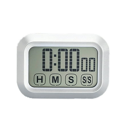 

Farfi Touch Screen Type Timer Wide Application ABS Large Screen Loud Sound Kitchen Timer for Home (Silver)