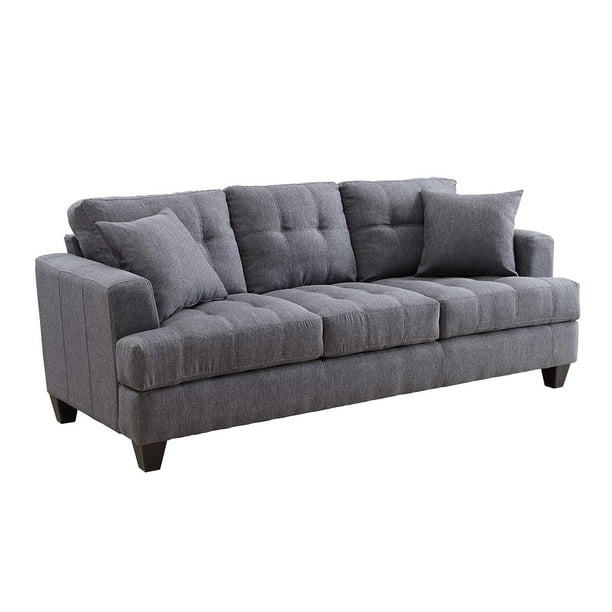 Samuel Sofa with Tufted Cushions Charcoal