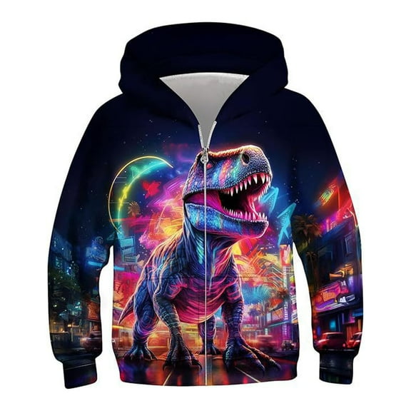 oqasdz Boys Zip Up Hoodies Kids 3D Graphic Hoody Sweatshirt Zipper Pullover with Pockets Long Sleeve Sports Athletic Outdoor Activities Casual Versatile Daily Wear