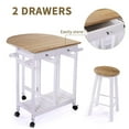 thumbnail image 4 of Ktaxon Kitchen Cart Island Rolling Home Dining Wooden Trolley Storage w/ 2 Stools, 4 of 11