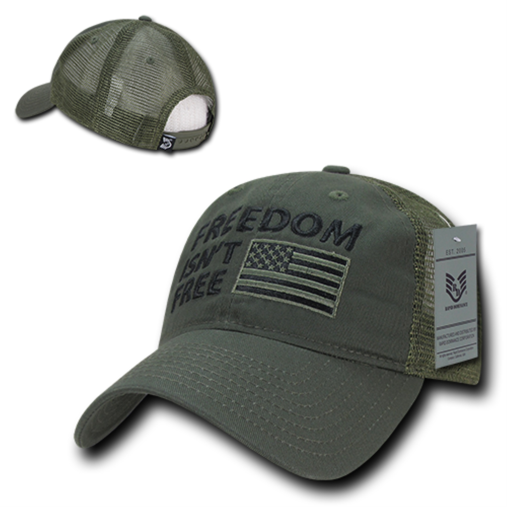 Rapid Dominance A05-FIF-OLV Freedom Relaxed Trucker USA Cap, Olive - image 2 of 3