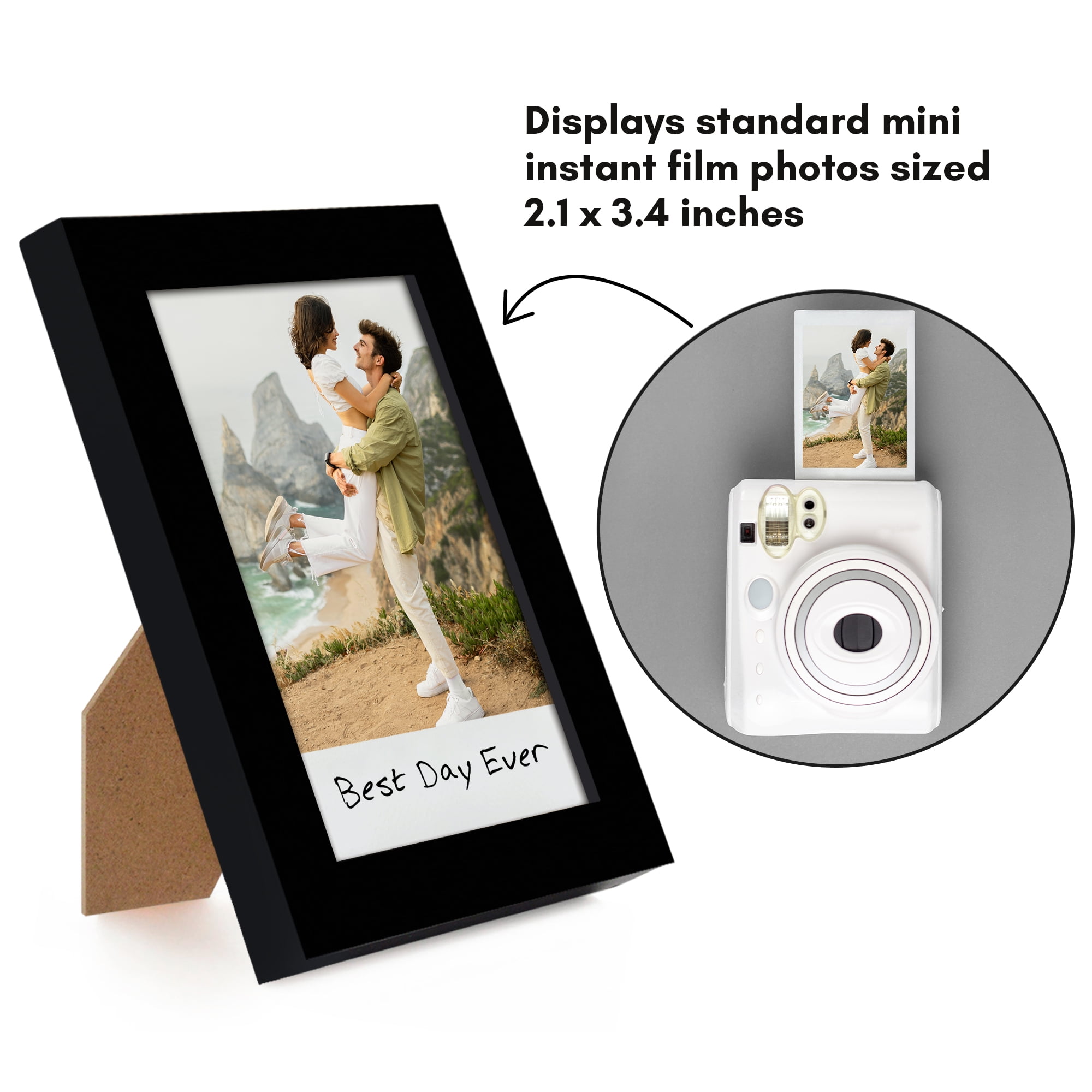 Americanflat 2x3 Picture Frame with Shatter-Resistant Glass 4 Pack Instant Print Photos Mini Frames - Black