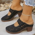 thumbnail image 4 of Dakaela Clogs for Women Closed Toe Chunky Heels Mules Cutout Hollow Slip on Slides Loafer Shoes Arch Support Summer Heeled Sandals Black 6.5, 4 of 9