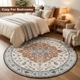 thumbnail image 5 of ICEANT Persian Style Round Area Rug, 5'x5' Round Vintage Anti-Slip Carpet for Living Room Bedroom, Boho Non-Shedding Mat for Balcony Floor, Beige, 5 of 5