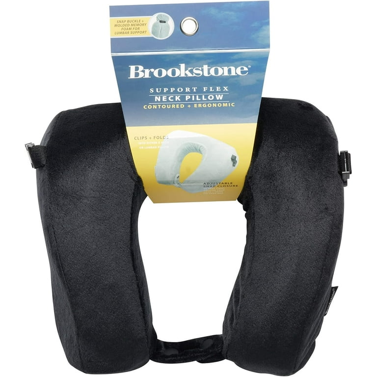 Brookstone 2 in 1 Memory Foam Head, Neck, and Lumbar Travel Pillow (Black)