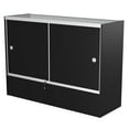 thumbnail image 3 of 60" W x 18" D x 38" H - Glass Display Cabinet for Retail - Wood Black Full Vision Display Showcase with LED Lights and Storage Space, 3 of 9