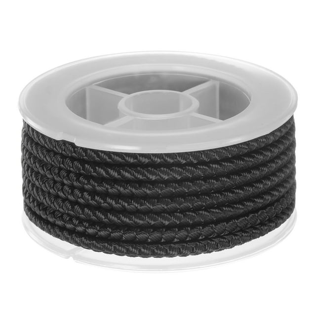 Unique Bargains Nylon Thread Twine Beading Cord 4mm Extra-Strong Braided Nylon Crafting String 3.2M/10.5 Feet, Black