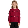 thumbnail image 2 of Ruyang Girls Knitted Sweater Cardigan with Bowknot School Ribbed Knit Sweaters Jacket Button Down Crewneck Preppy Tops, 2 of 6