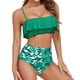 thumbnail image 3 of Toystoory Conjunto de traje de baño dividido para mujer, traje de baño con volantes acolchados en el pecho y tirantes Chinlon, ropa interior estampada a Deportes acuáticos Verde S Toystoory OD021142-01, 3 of 6