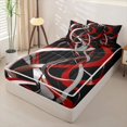 thumbnail image 2 of Homewish Swirl Lines Zipper Twin Comforter Sets with Fitted Sheet and 2 Pillowcases,Abstract Geometric Zipper Bedding Set,Red White,Black Reversible,4pcs, 2 of 8