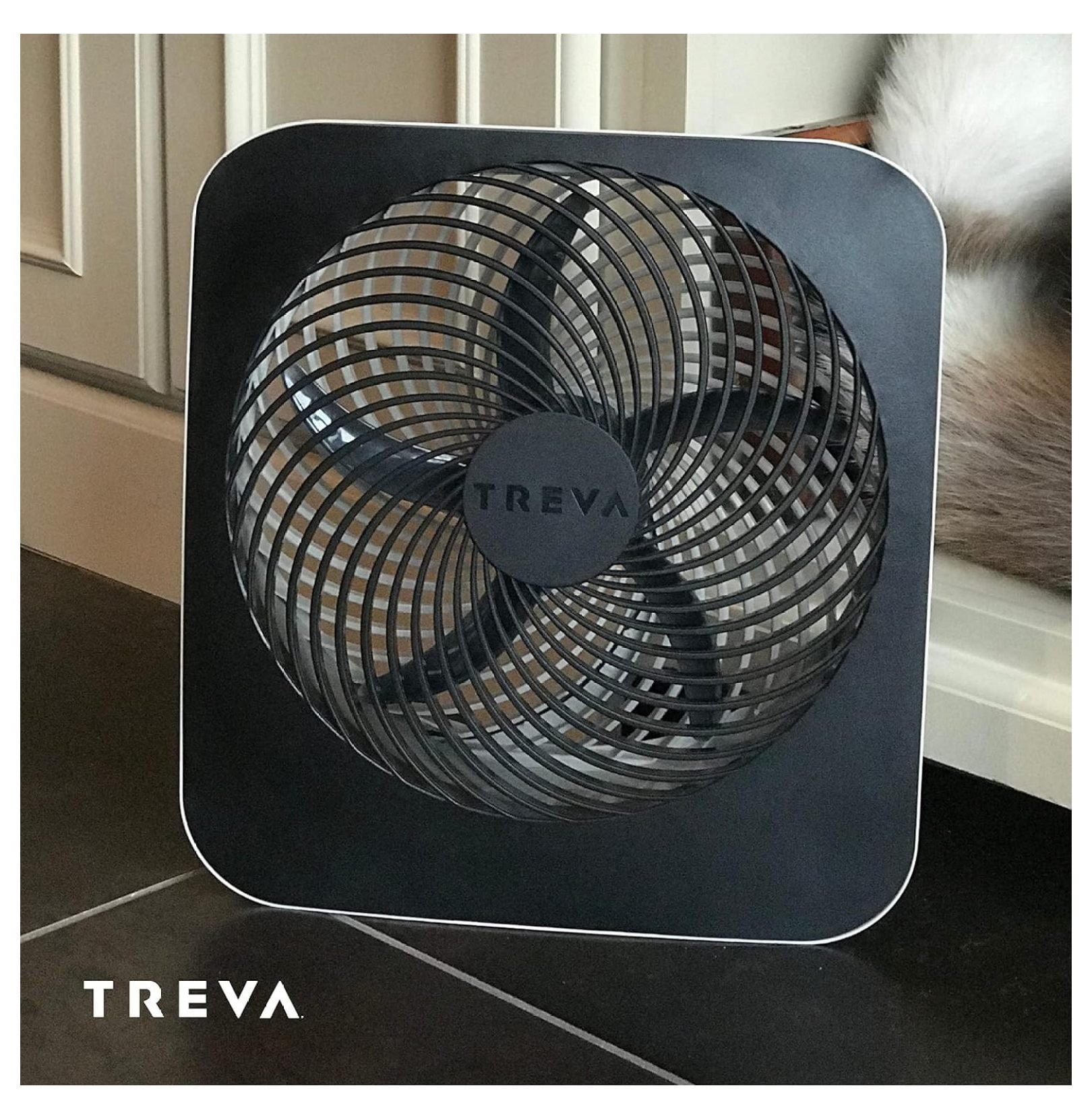 Treva 10-Inch Portable Desk Battery Fan, Powered by Battery and/or Adapter - Air Circulating with 2 Cooling Speeds, With Built In USB Charging Port