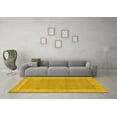 thumbnail image 3 of Ahgly Company Machine Washable Indoor Round Abstract Yellow Contemporary Area Rugs, 7' Round, 3 of 4