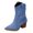 Blue, variant on Ladies Suede Slouchy Cowboys Boots Pointed Toe Stacked Heel Metal Buckle Mid Calf Western Cowgirl Booties