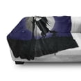 thumbnail image 3 of Horse Soft Flannel Fleece Blanket, Silhouette of Rampant Horse and Long Curly Haired Girl on Giant Fullmoon, Cozy Plush for Indoor and Outdoor Use, 50" x 60", Navy Blue and Charcoal, by Ambesonne, 3 of 6