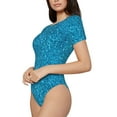 thumbnail image 2 of Naloa Blue Glitter Women's Short-Sleeved Onesie, One-Piece Swimsuit for Parties, dates, clubs - Medium, 2 of 9