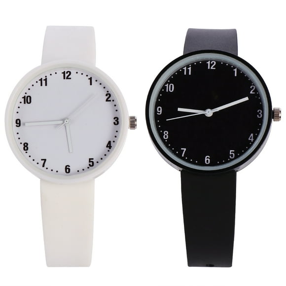 FONDOTIN 2Pcs Teen Girl Watch Glass Timekeeping for Students Everyday Use White Black