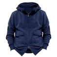 thumbnail image 2 of Babcutegg Men's Double Zipper Jacket Hoodies Loose Fit Long Sleeve with Pockets Fall Winter Casual Hooded Sweatshirts Dark Blue Size L, 2 of 5