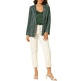thumbnail image 3 of Allegra K Women's Notched Lapel One Button Hip Length Houndstooth Blazer, 3 of 7