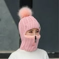 thumbnail image 6 of CFMIURAN Winter Knit Beanie Balaclava Hat Windproof Face Mask Winter Warm Sherpa Neck Cover Helmet Hood Thermal Ski Mask Cap for Womens Pink, 6 of 6