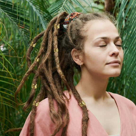 Soimiss 100Pcs Golden Dreadlock Hair Cuffs Metal Braids Rings Fashionable Hair Jewelry