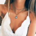 thumbnail image 1 of Boho Retro Gold Water Droplet Maternal Double Layer Pendant Necklace Jewelry For Women And Girls, 1 of 6