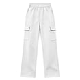 thumbnail image 7 of Xdegoge Tween Girls Wide Leg Cargo Sweatpants High Waisted Baggy Lounge Pants with Pockets Elastic Waist Y2K Casual Streetwear Workout Trousers, 7 of 7