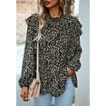 thumbnail image 5 of All-Over Ruffle Detail Floral Print Long Sleeve Blouse for Women Black Small, 5 of 5