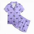 thumbnail image 2 of NOLDARES Toddler Baby Girl Clothes Summer Outfits Kids Sleeve T-Shirt Tops Shorts Sets(Purple,8-9 Years), 2 of 5