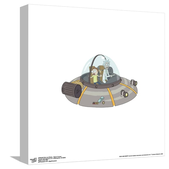 Gallery Pops Cartoon Network Rick and Morty - Space Cruiser Canvas Wall Art, Unframed Version, 12" x 12"