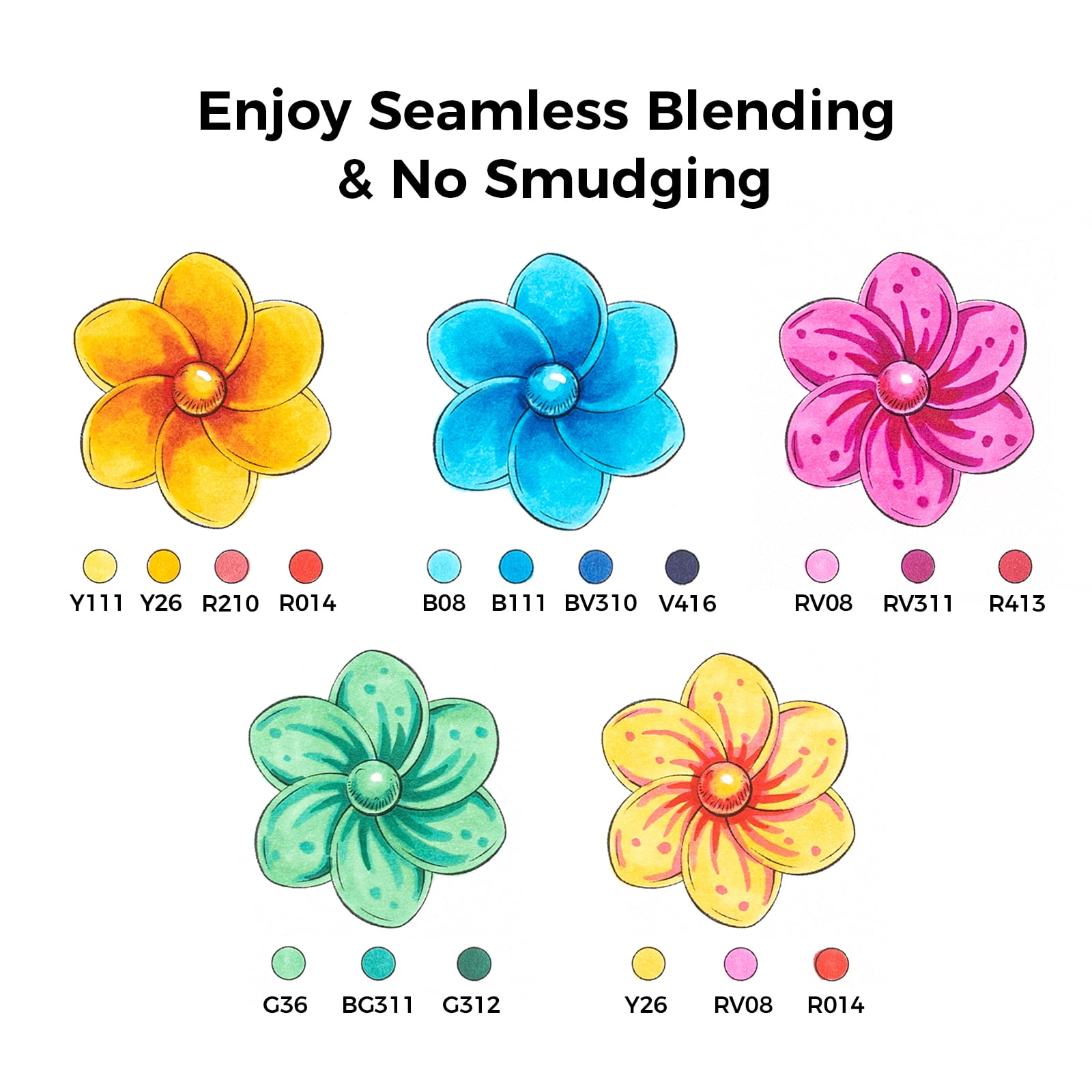 Ohuhu 72 Colors Brush-and-Chisel Dual Tips Colors Alcohol-Based Markers with 1 Colorless Blender-Unique Packaging