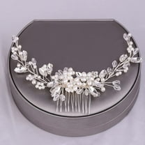 Wedding Hair Combs Silver Flower Hair Comb Pearl Bridal Hair Piece Crystal Bride Hair Accessory for Women and Girls