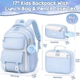 thumbnail image 2 of 3-Piece Cute Backpack Set with Insulated Lunch Bag & Pencil Case, Blue & White, 2 of 7