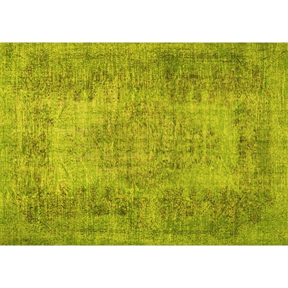 Ahgly Company Machine Washable Indoor Rectangle Persian Yellow Traditional Area Rugs, 5' x 7'