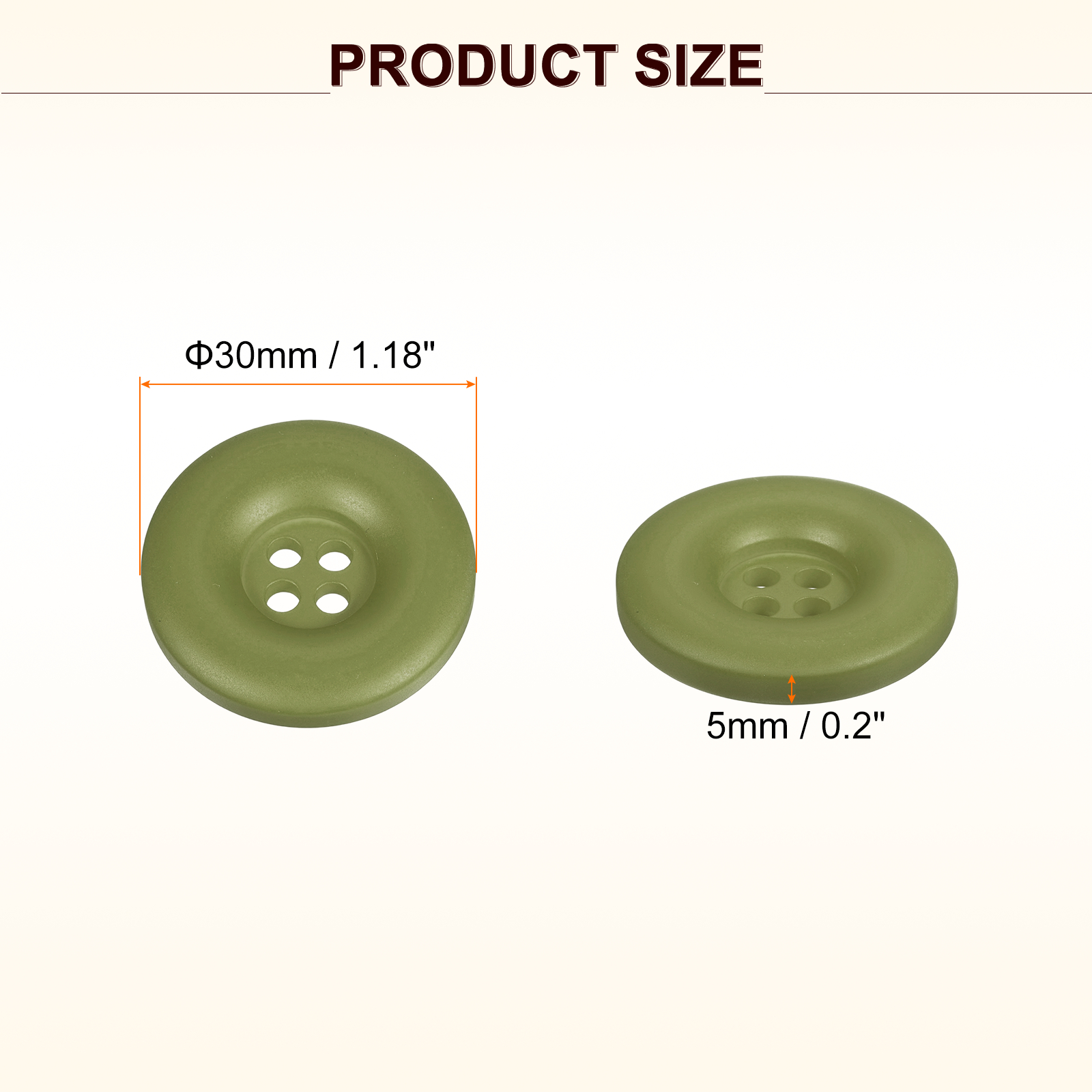 Uxcell 50pcs Sewing Button 30mm 4 Holes Resin Round Crafting Buttons, Green
