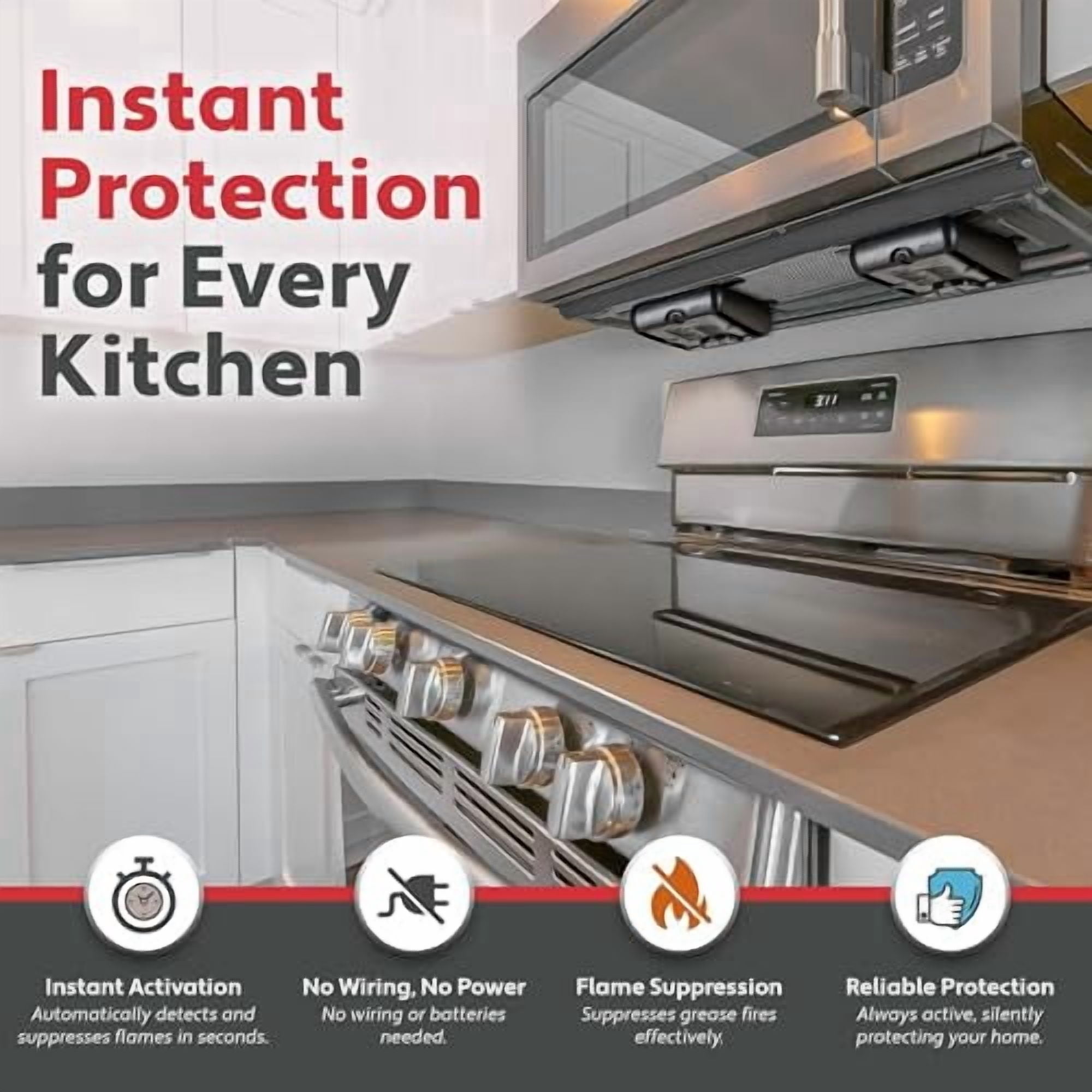 StoveTop FireStop LowPro Fire Suppressor – Automatic Fire Safety for Over-The-Range Microwaves – Flame-Activated, Easy to Install, 6-Year Effective Life, No Maintenance Required – 1 Pair