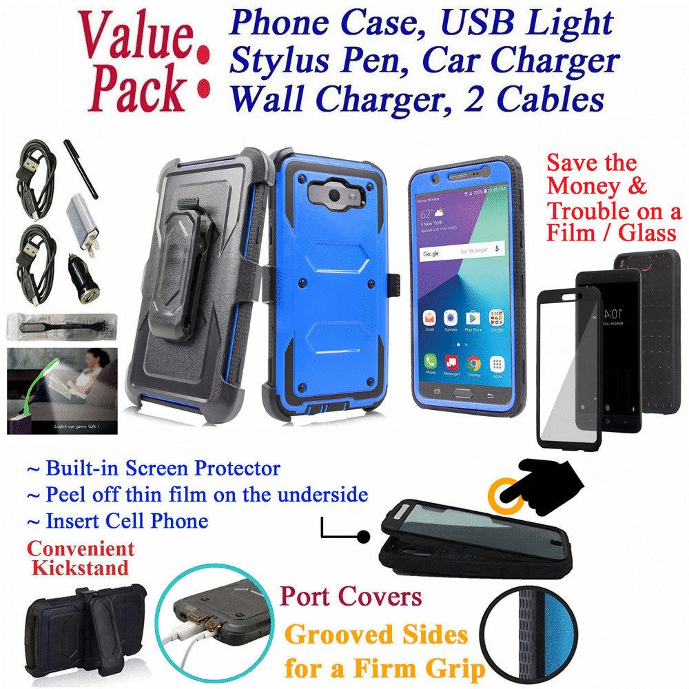 Value Pack + for 5.5" Samsung Galaxy J7 2016 J7 2015 Case Screen
