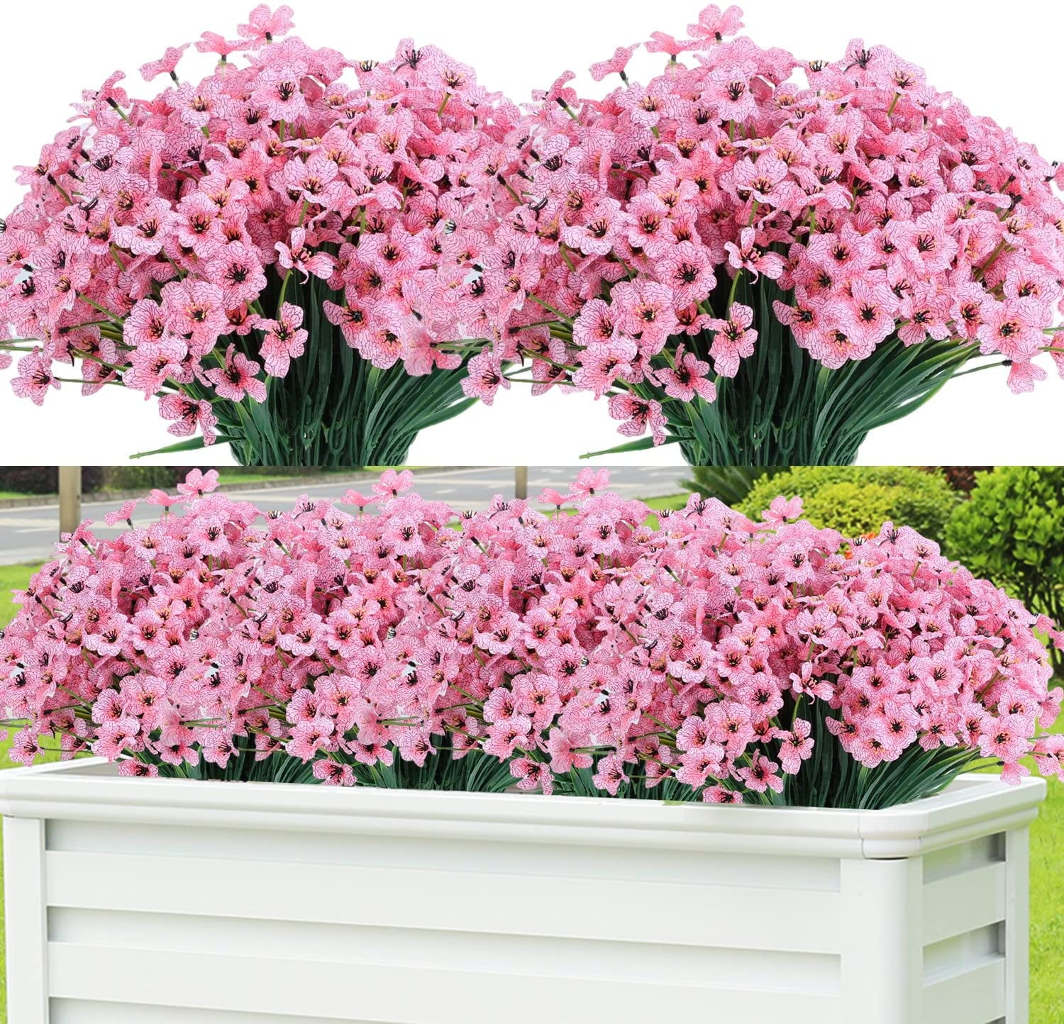 GRNSHTS 24 Pcs Artificial Flowers for Outdoor,Plastic Flowers