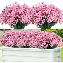 GRNSHTS 24 Pcs Artificial Flowers for Outdoor,Plastic Flowers Decoration, UV Resistant Faux Flowers Shrubs, Artificial Plants for Indoor Outside Garden Home Wedding Farmhouse