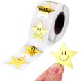 thumbnail image 1 of 500 Pieces Golden Star Smile Face Stickers, Star Stickers for Reward Chart Reward Star Stickers for Children Gold Star Smile Stickers (1roll/2.5cm), 1 of 5