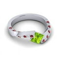 thumbnail image 3 of 1.20 Ct Fine Natural Diamond Peridot & Red Ruby Gemstone Bridal Ring for Women Solid 14K White Gold Size 10 by Diamond-Capitals, 3 of 8
