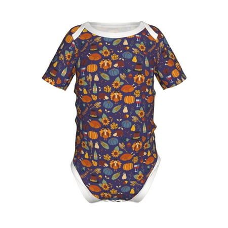 

Lukts Thanksgiving Turkey 2 Print Baby Short Sleeve Romper Onesie for Newborn Baby Boys and Girls-2 Years